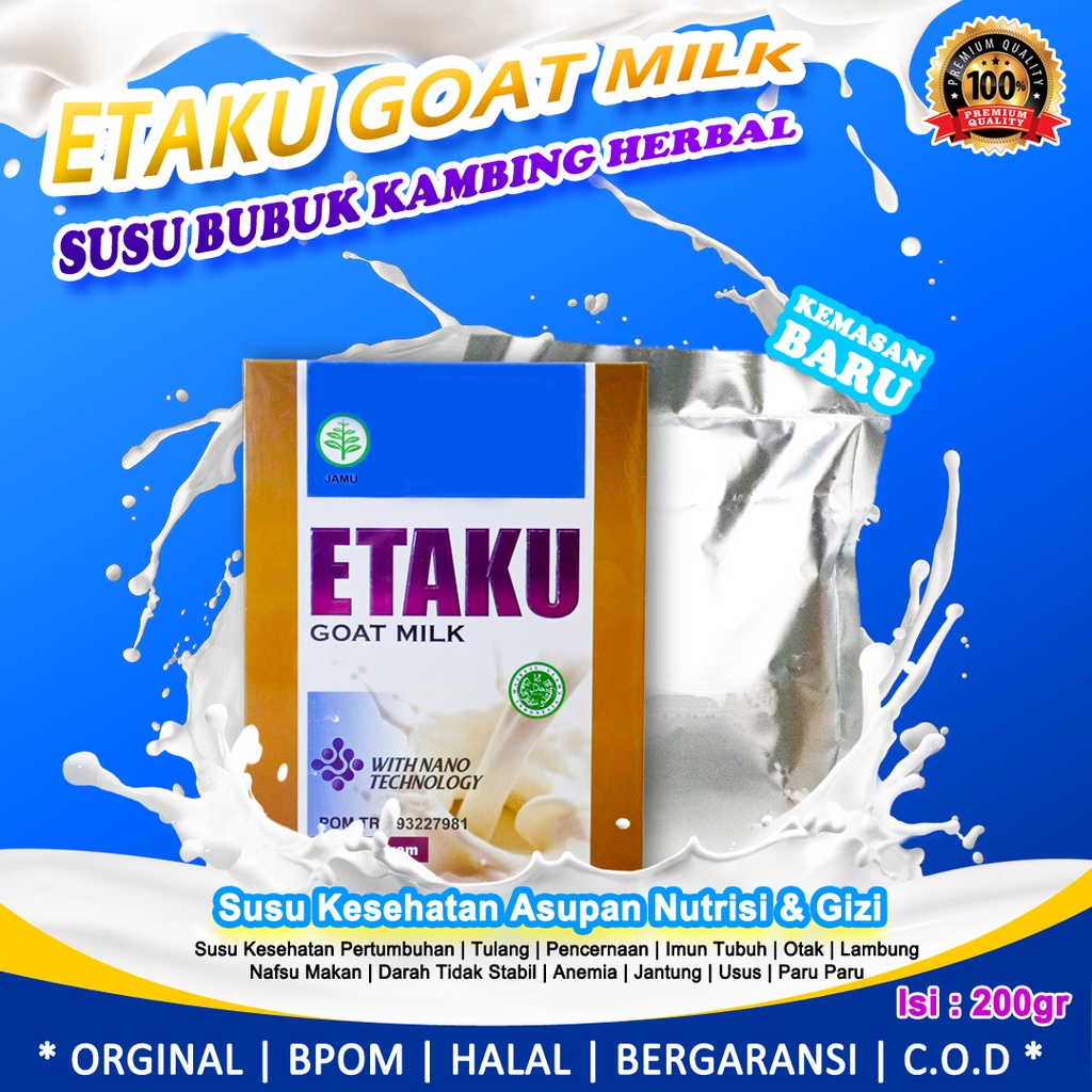 

Susu Kambing Obat Penurun Gula Darah Cegah Diabetes - Susu Etaku Isi 200gr