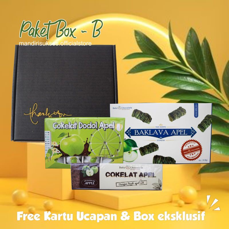 One Mandiri Sukses - Paket Box [ B] - Isi : Baklava, Cokelat Apel, Dodol Apel