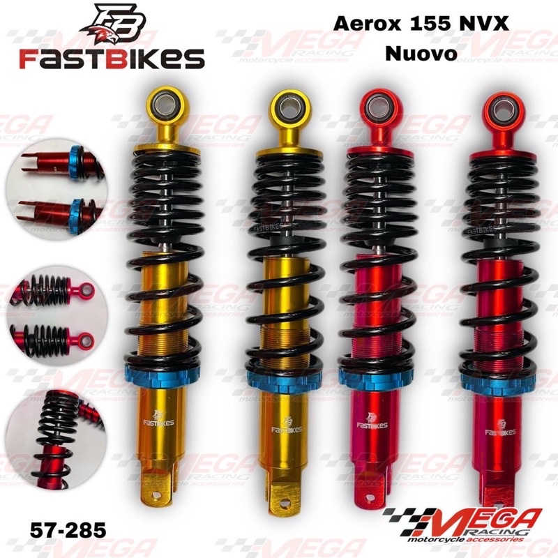 Shock Shockbreaker Belakang FASTBIKES Ring Sianblue Uk 280mm Bebek NVA Nouvo z Matic Aerox 155