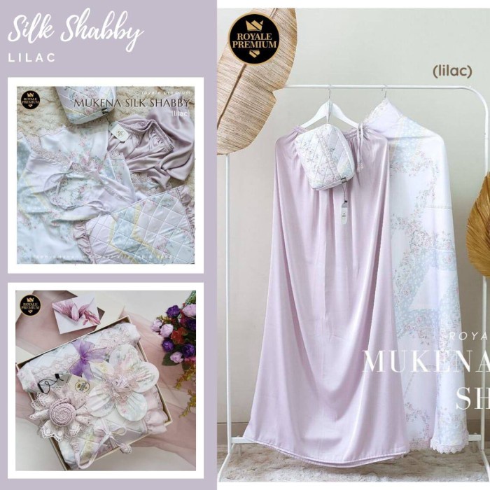 {FamilyStore} Mukena Silk Sutera Motif Shabby Lembut Adem Royale Premium - Lilac Limited