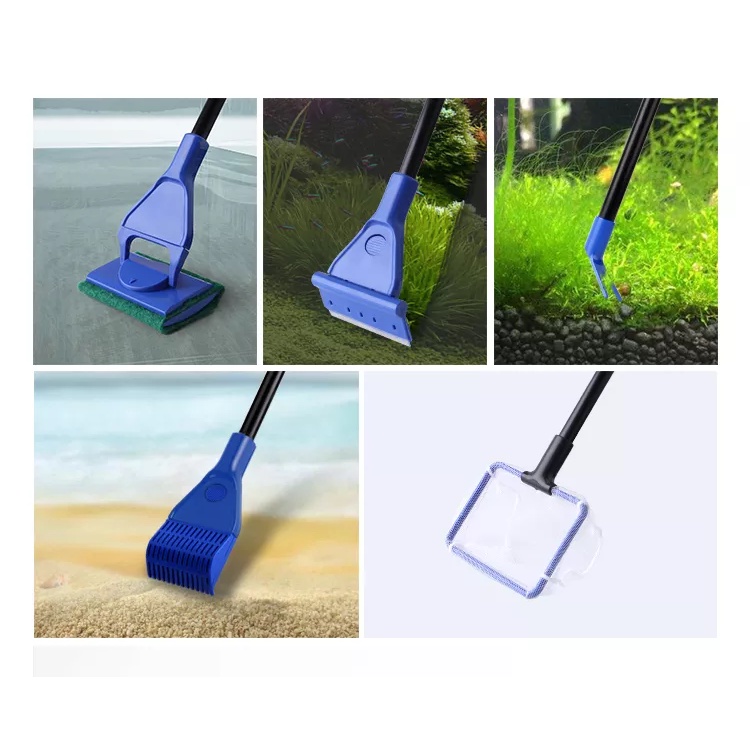 Aqua Tools Aquarium Cleaning Set 5in1 Tongkat Cleaner Alat Pembersih Kaca Scraper Aquascape Yamano