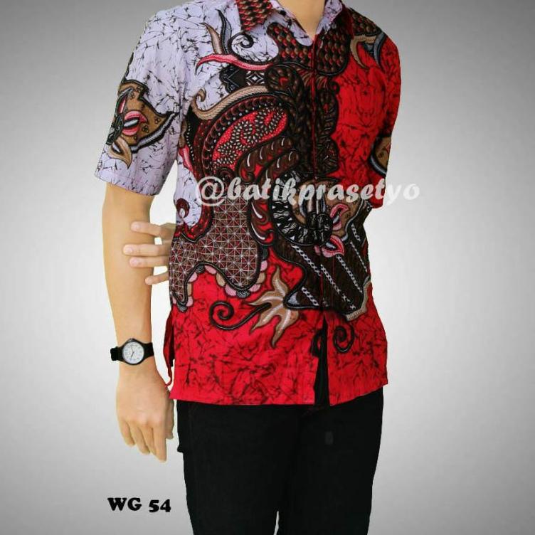 Best Product kemeja batik BLOK NAGA MERAH