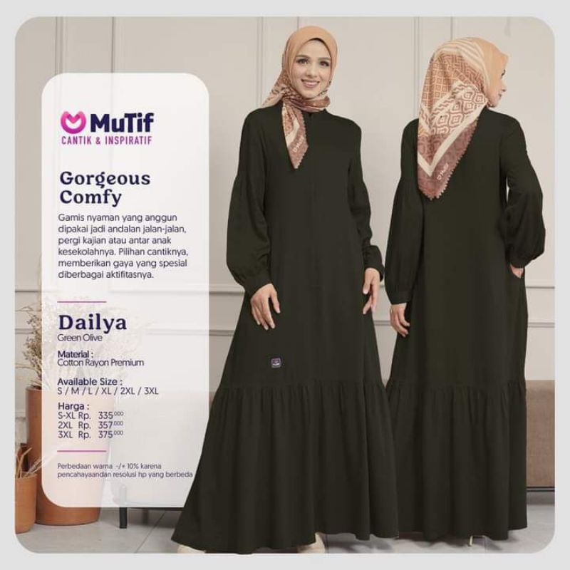 GAMIS MUTIF DAILYA JET BLACK BURGUNDY RED NAVY NIGHT GREEN OLIVE