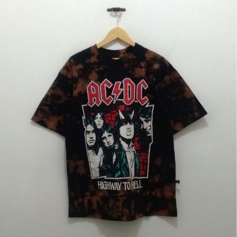 KAOS BAJU BAND ACDC HIGHWAY TO HELL TSHIRT TIE DYE OVERSIZE