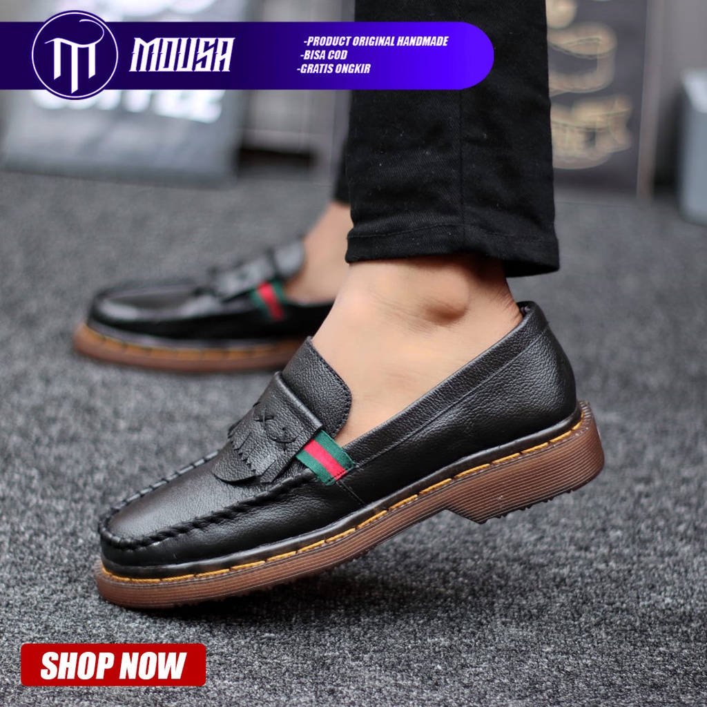 Sepatu Formal Loafers Pantofel Docmart Kerja Pria Kulit Mousa Dumbledore