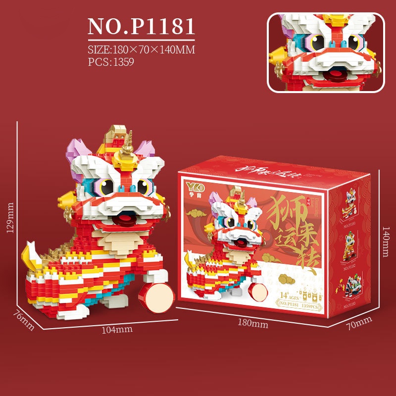 Hadiah Mainan Blok Bangunan Rising Lion