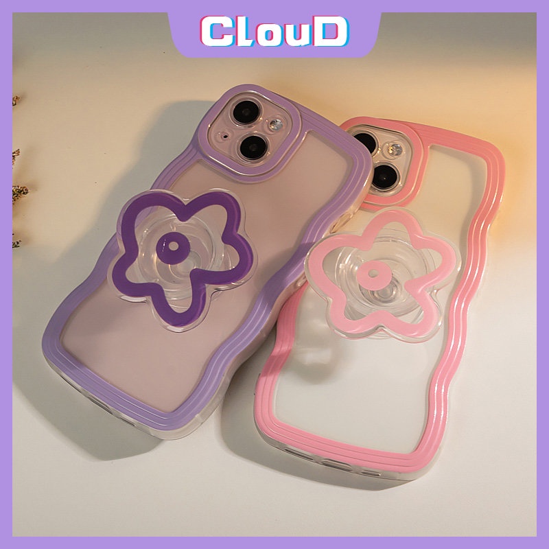 Case Bening Pinggiran Bergelombang Warna Permen OPPO A17 A16 A96 A55 A77 A12 A76 A5s A15 A1k A53 A3s A95 A5 A57 A7 A17K A9 A74 A52 A54 A77s A16s A16K Reno 78z 7Z 8 6 Bracket Bunga Soft Sarung