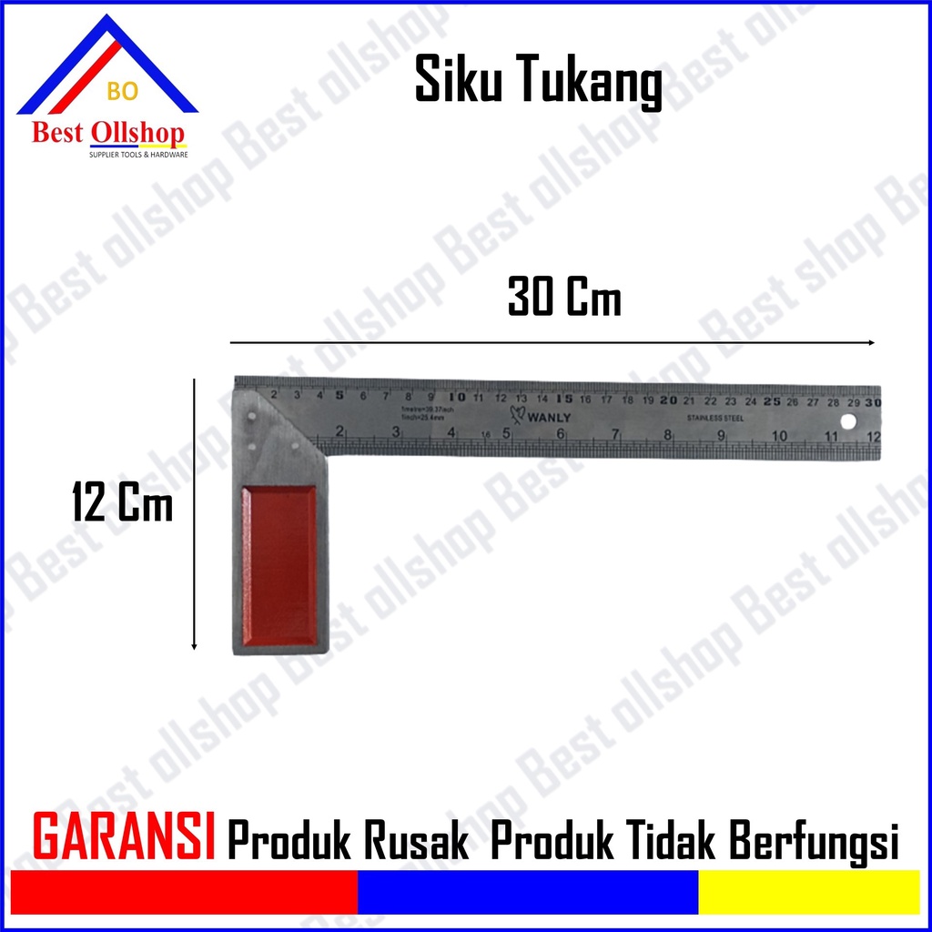 Siku Tukang RRT 12 in / Penggaris Tukang / Angle Ruler 90 derajat / Penggaris Siku Tukang / Siku Tukang Jumbo Alat Ukur Sudut