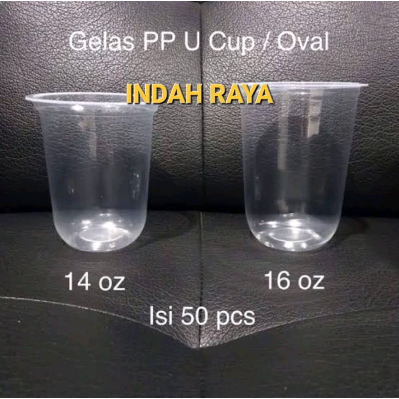 Gelas oval 14oz &amp; 16oz isi 50pcs