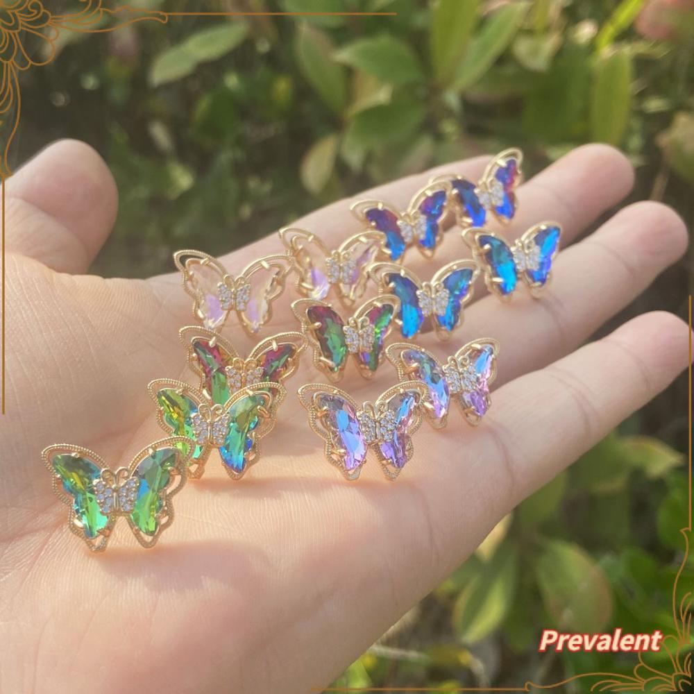 Preva Earring Statement Gradasi Wanita Gadis Kristal Anting Kupu-Kupu