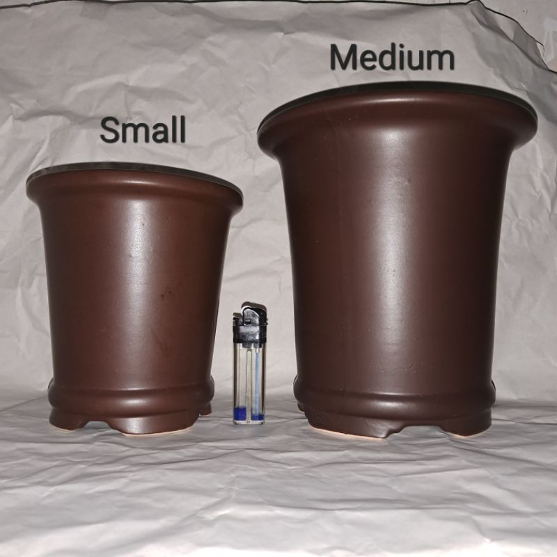 pot keramik bonsai cascade bulat tinggi.