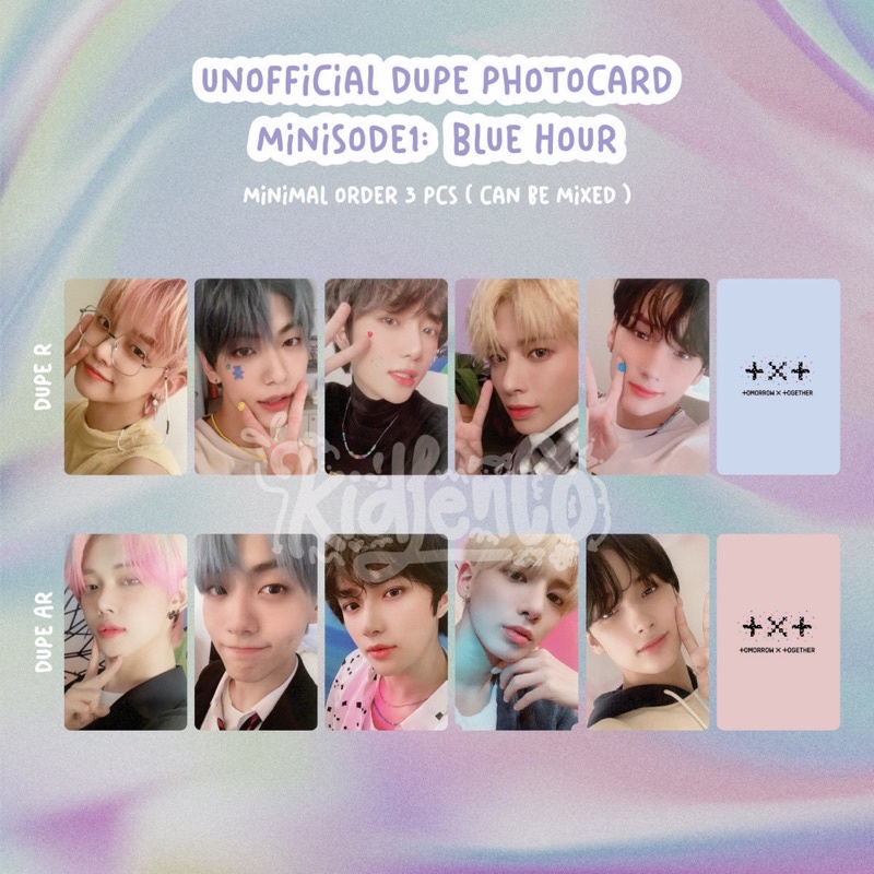 [MIN 3] DUPE BLUE HOUR ♡ txt unoff photocard premium 2 sisi 310 gsm minisode 1 minisode r ar ♡ yeonjun soobin beomgyu taehyun hueningkai