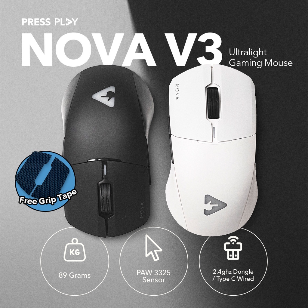 Jual NOVA V3 Ultralight Wireless Gaming Mouse 2 4ghz By Press Play 