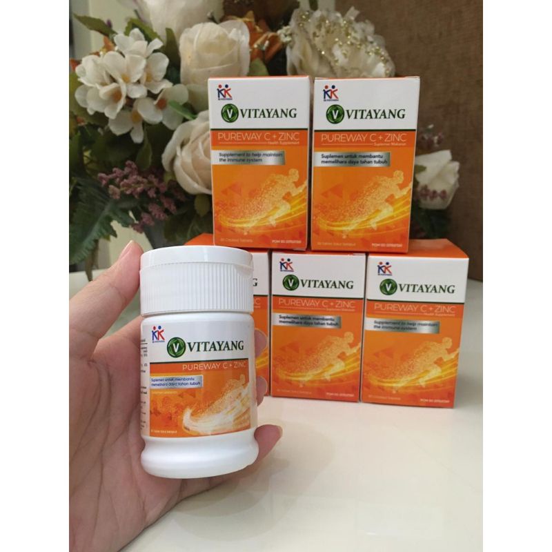 Vitayang pureway C + Zinc Vitamin C 500mg Imun Booster Antioksidan Penangkal Virus Original KK Indonesia