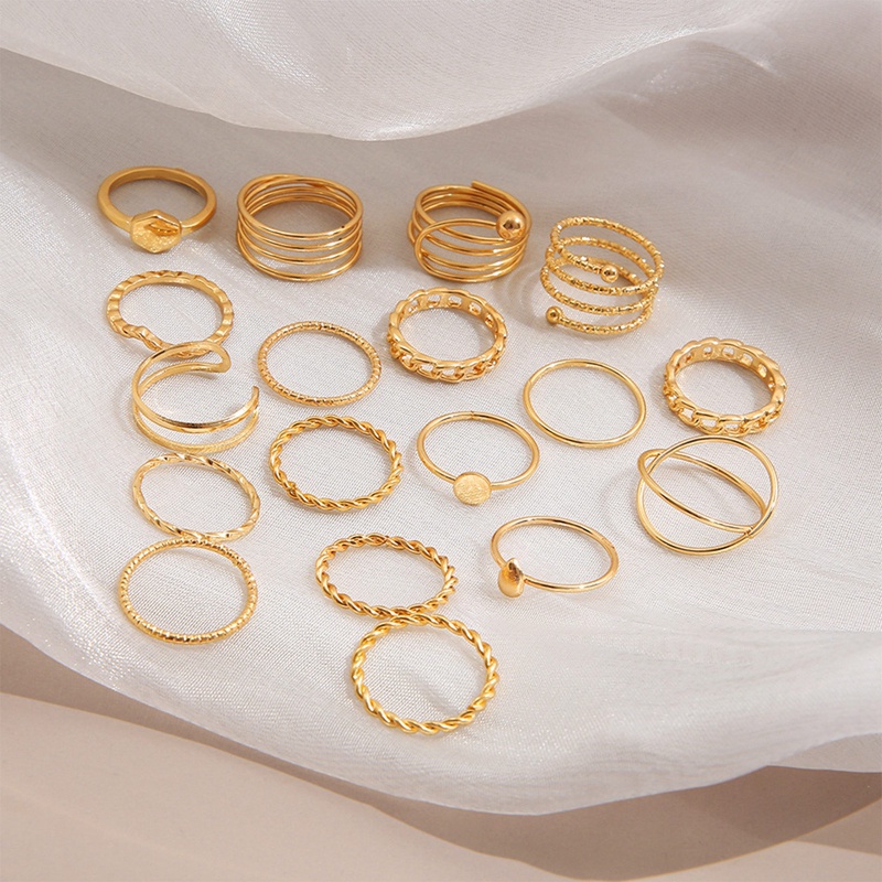 18 Pcs/Set Fashion Retro Cincin Emas Set Mewah Mutiara Bintang Rings Elegan Wanita Aksesoris Perhiasan Hadiah