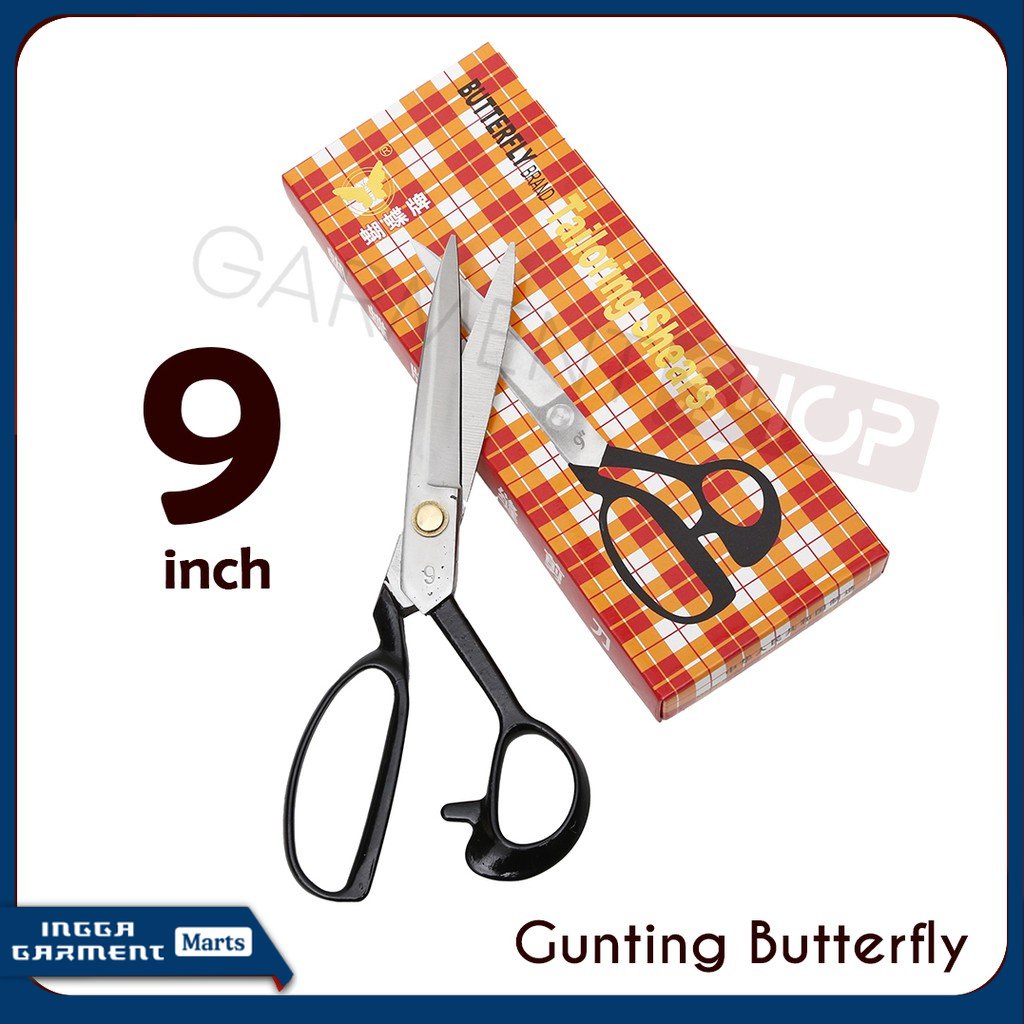 

Gunting Potong Bahan Kain Butterfly 9 Inch / Tailor Scissors