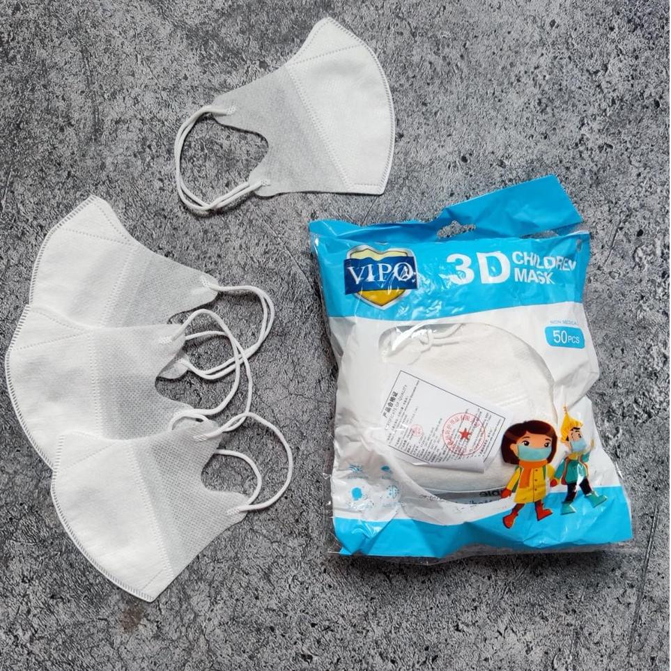 ⇒ KIDS DB VIPO - MASKER DUCKBILL VIPO ANAK GARIS 3PLY PUTIH HITAM ワ