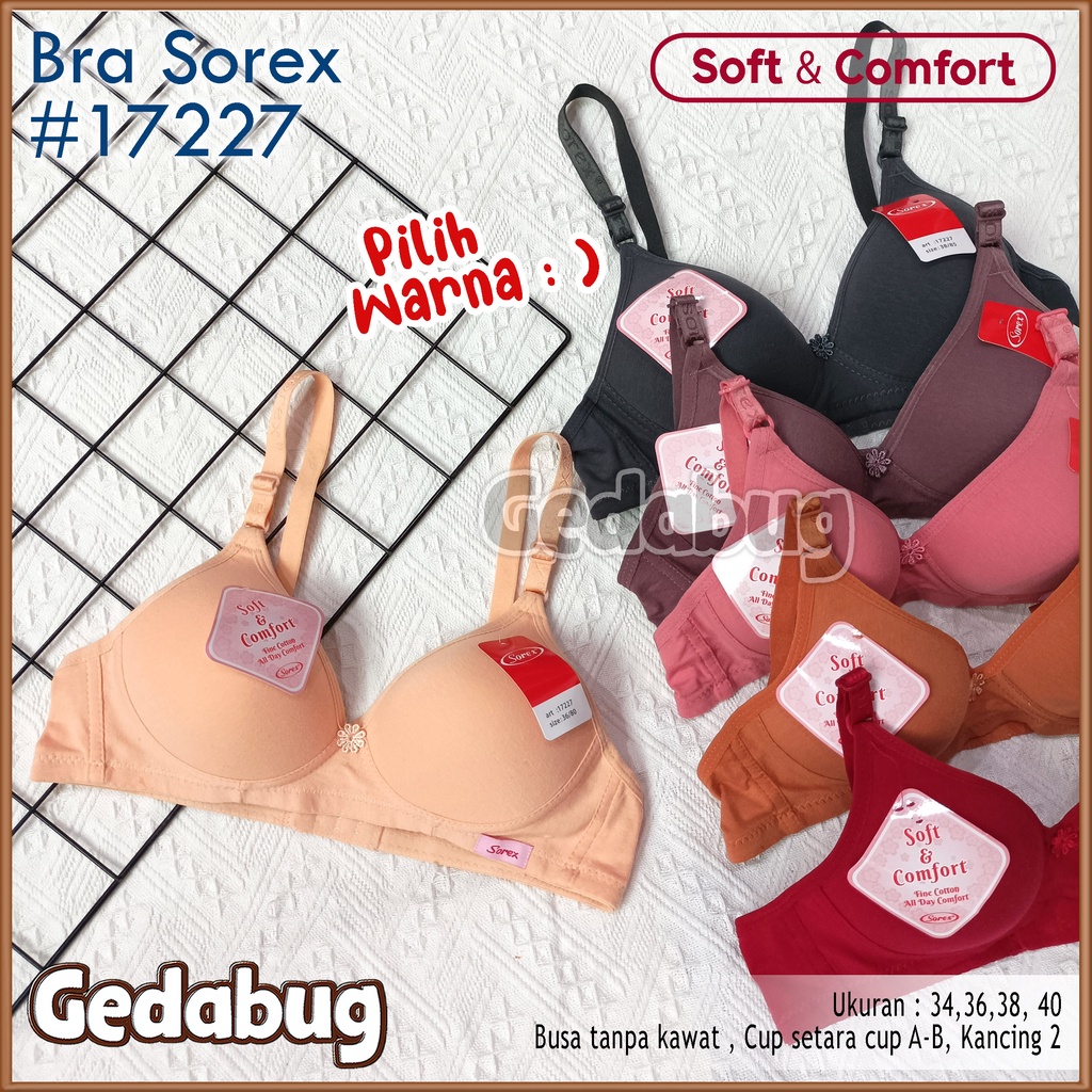 Bra Sorex 17227 Busa Tanpa Kawat Bh Sorex Soft Comfort Kait 2 Cup A-B