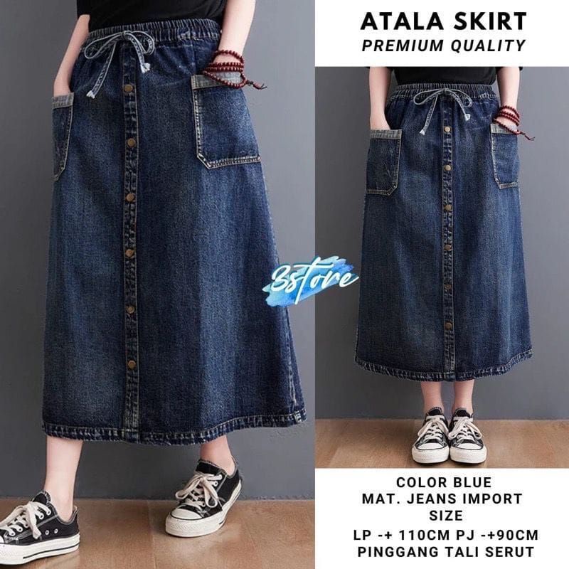 Atala Skirt Rok Wanita Jeans Korean Style