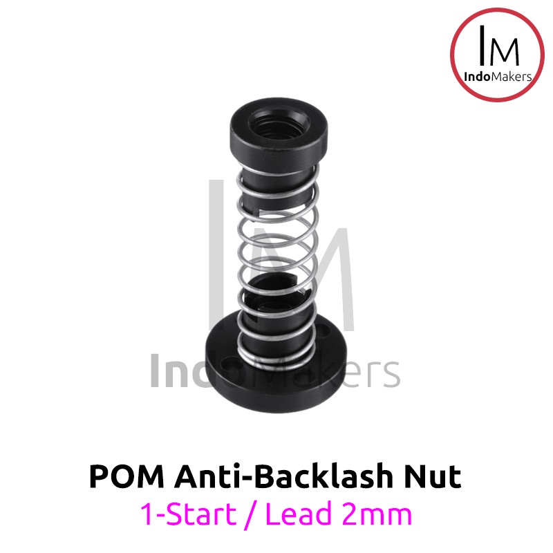 POM Leadscrew 8mm Start 1 Lead 2mm Anti Backlash Spring Nut