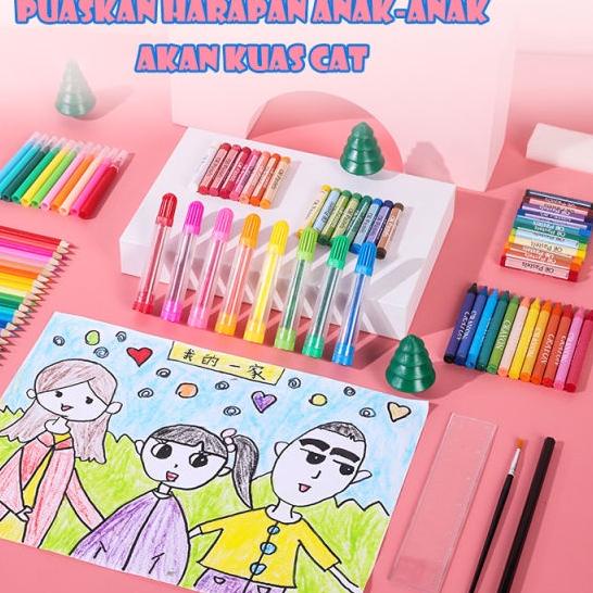 

☋➔✰✪ TOKO PERTEMANAN Anak Alat Lukis set 208pcs Crayon/pensil/pena warna alat menggambar Hadiah anak-anak Model Baru