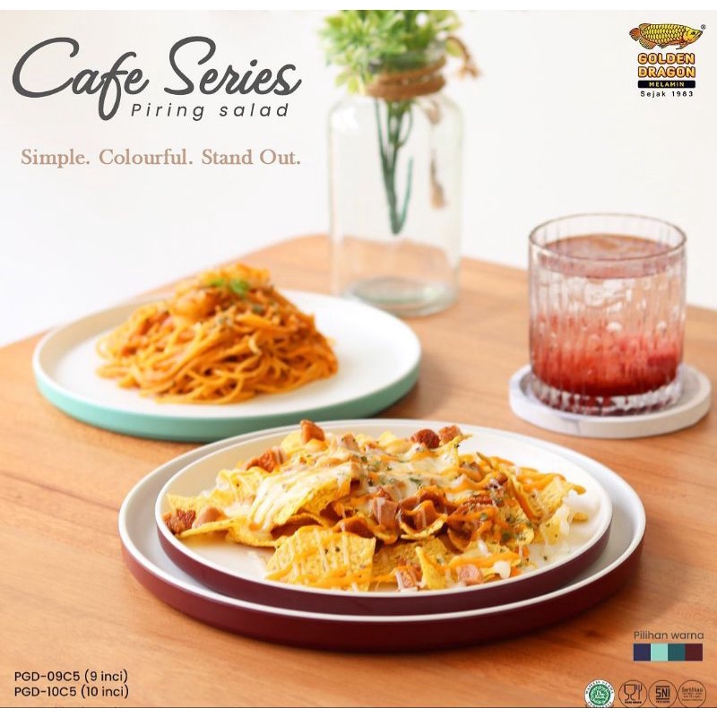 Melamin piring flat Cafe series 6inci dan 9inci Golden Dragon PGD 06C5