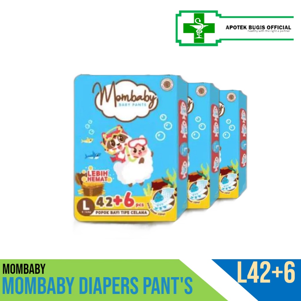 MOMBABY Pants Jumbo Size L42+6 BB 9-12kg Popok Kemasan Jumbo