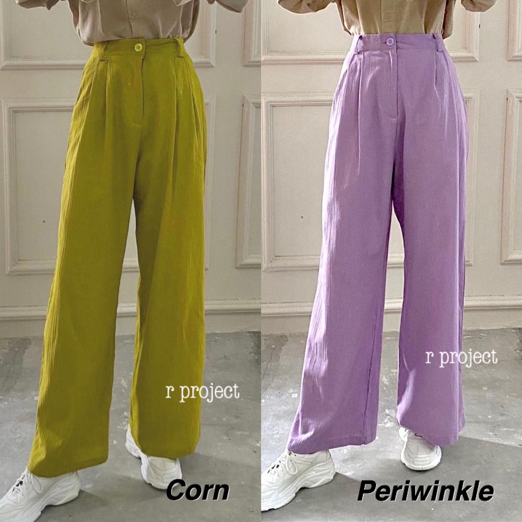 Meira pants  |  Celana kulot bahan linen crinkle premium | Loose pants kancing | celana kulot wanita |R PROJECT