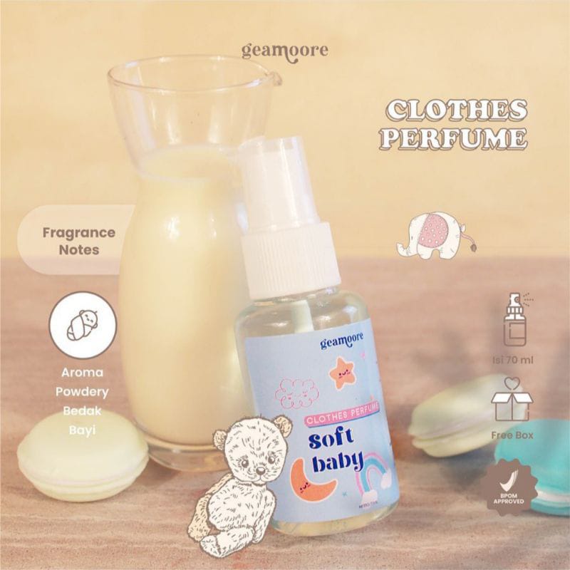 GEAMOORE CLOTHES PERFUME PARFUM 70 ML - SOFT BABY - PEAR