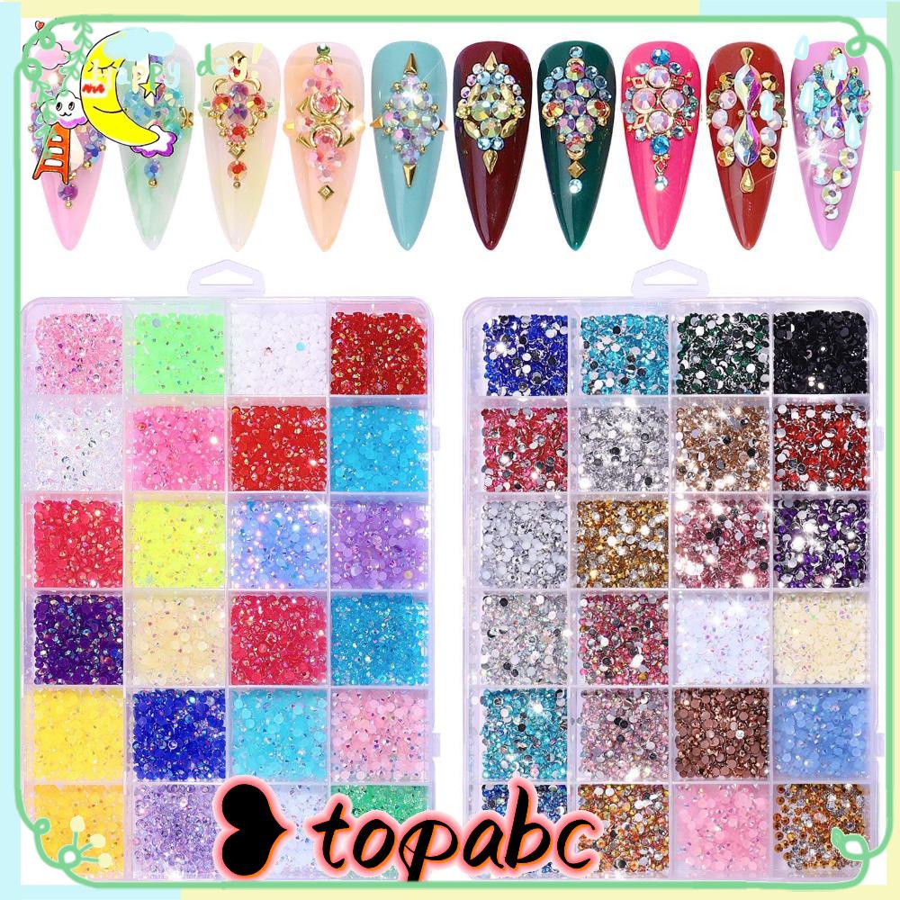 Top 3500pcs/box Nail Art Rhinestone Manicure Setengah Bulat Resin Strass Batu Mix Multisize