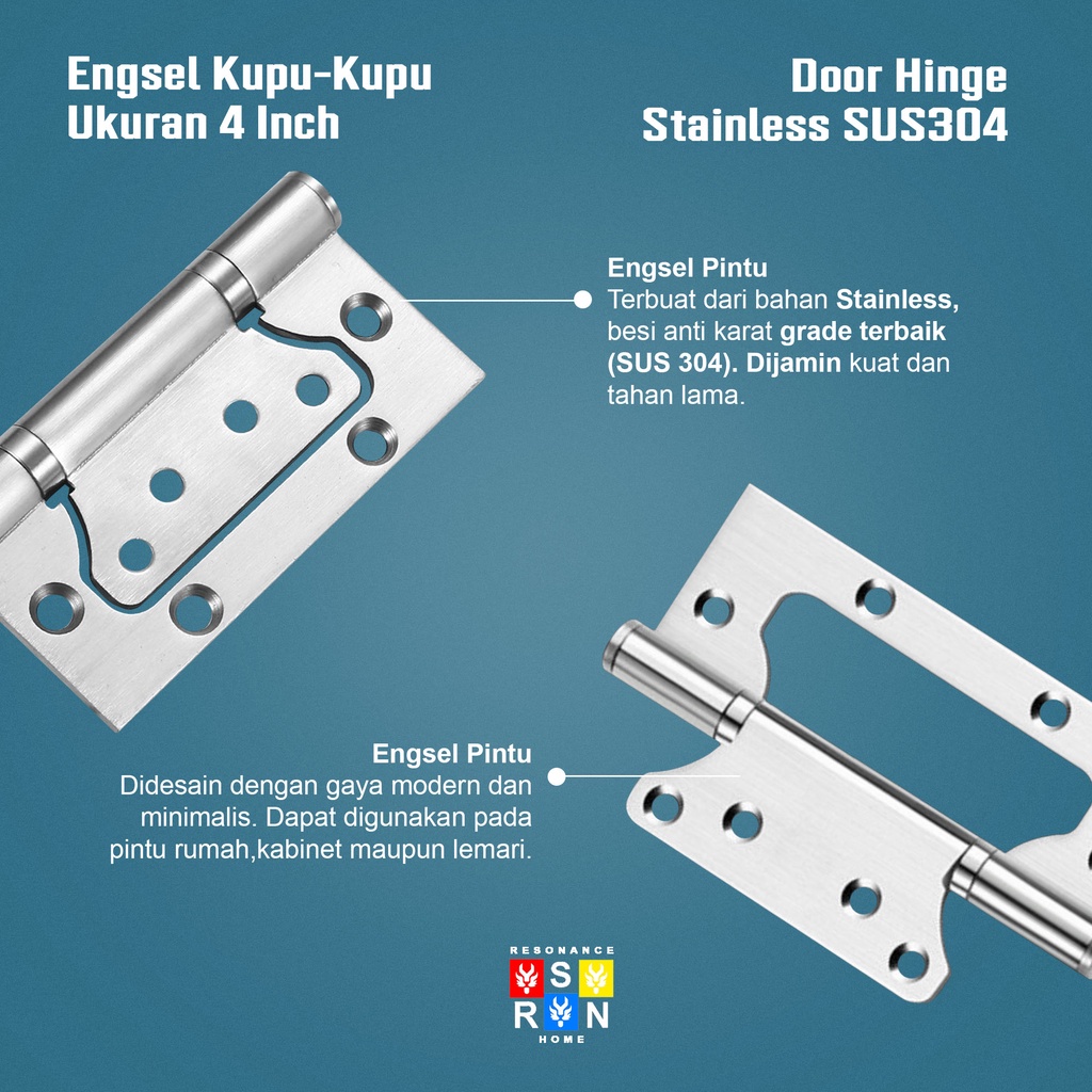 Engsel Pintu Kupu-Kupu 4 Inch Tebal /  Engsel Pintu SUS 304 Resonance Home