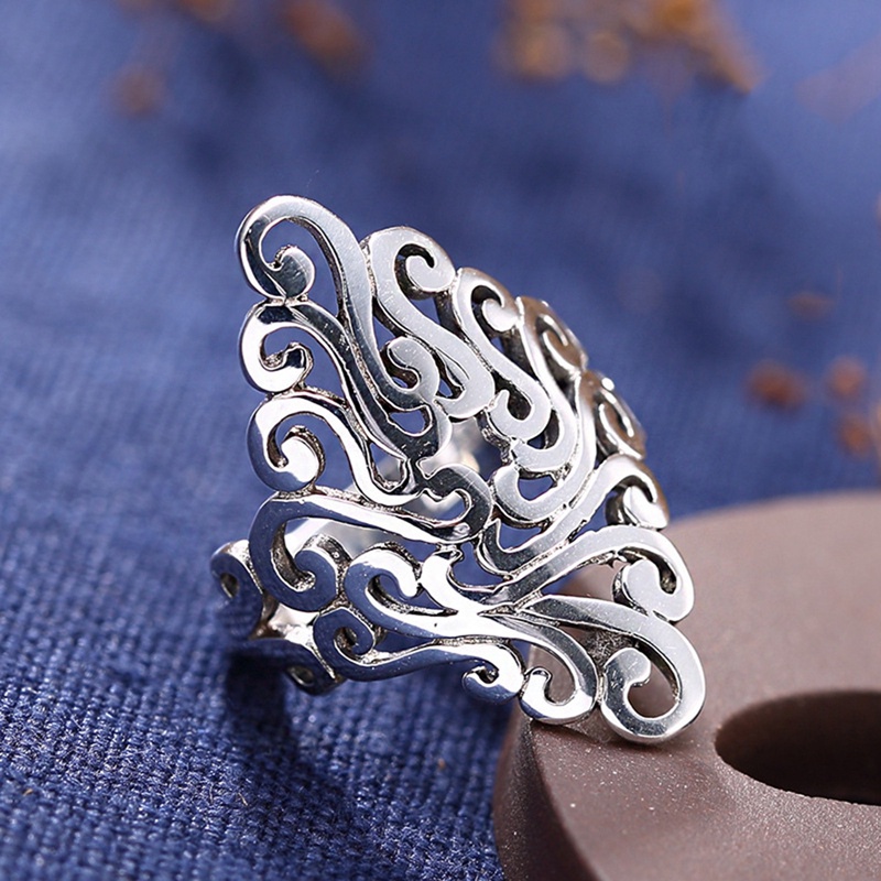 Cincin Hollow Motif Sterling Silver925 Untuk Wanita Fashion Pernikahan Pertunangan Pesta Hadiah