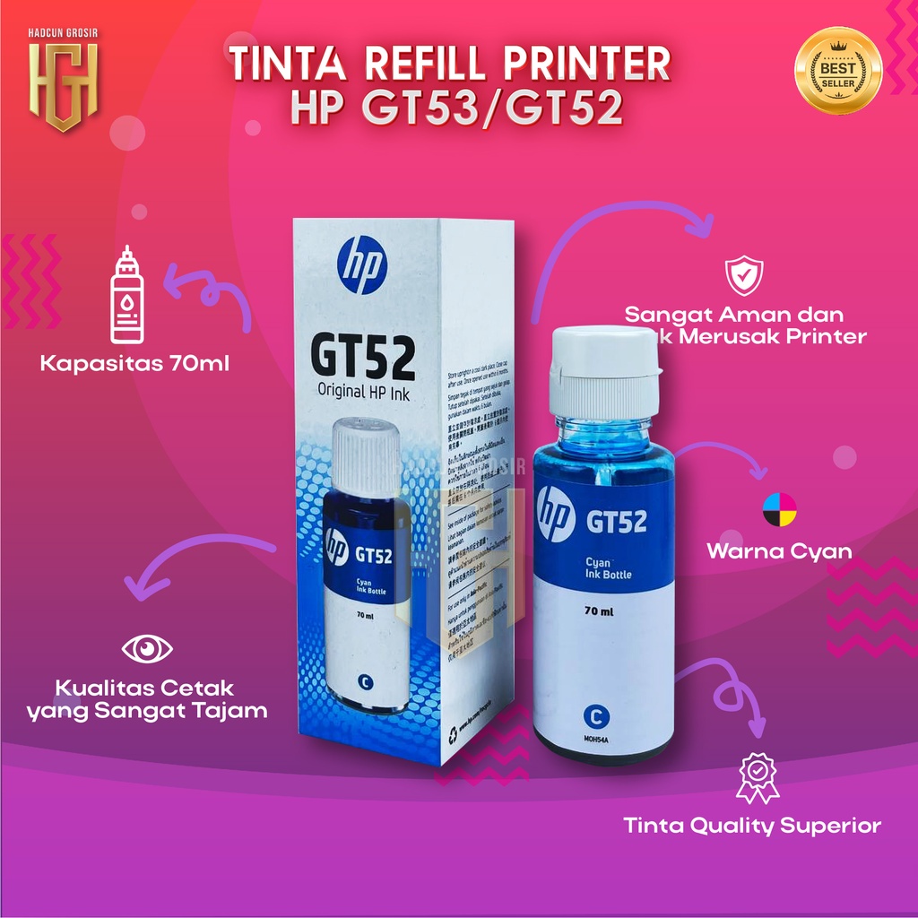 1 SET 4 PCS Tinta HP GT53 GT52 Tinta Printer GT5810 GT5820 Dus Baru