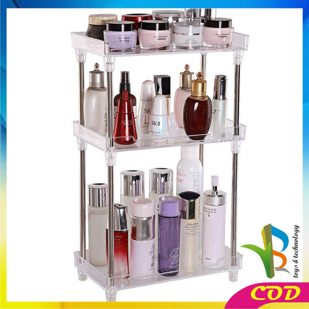 RB-K15 Rak Kosmetik Acrylic 2 / 3 Tingkat Serbaguna Rak Penyimpanan Multifungsi / Make up organizer