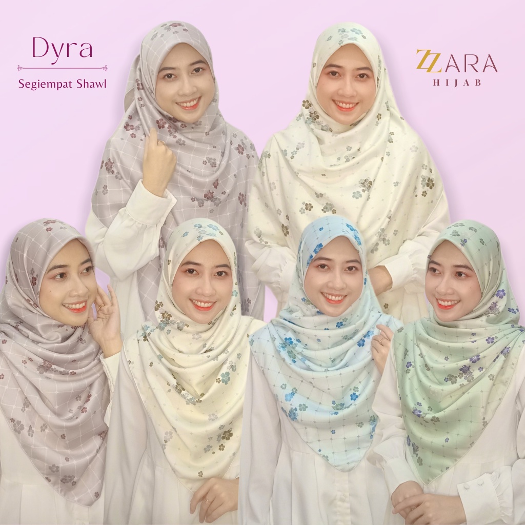 DYRA Segiempat Shawl Premium Silk by ZZARA Hijab / Hijab Syar'i Jumbo Motif / Bawal Shawl Silk Malay