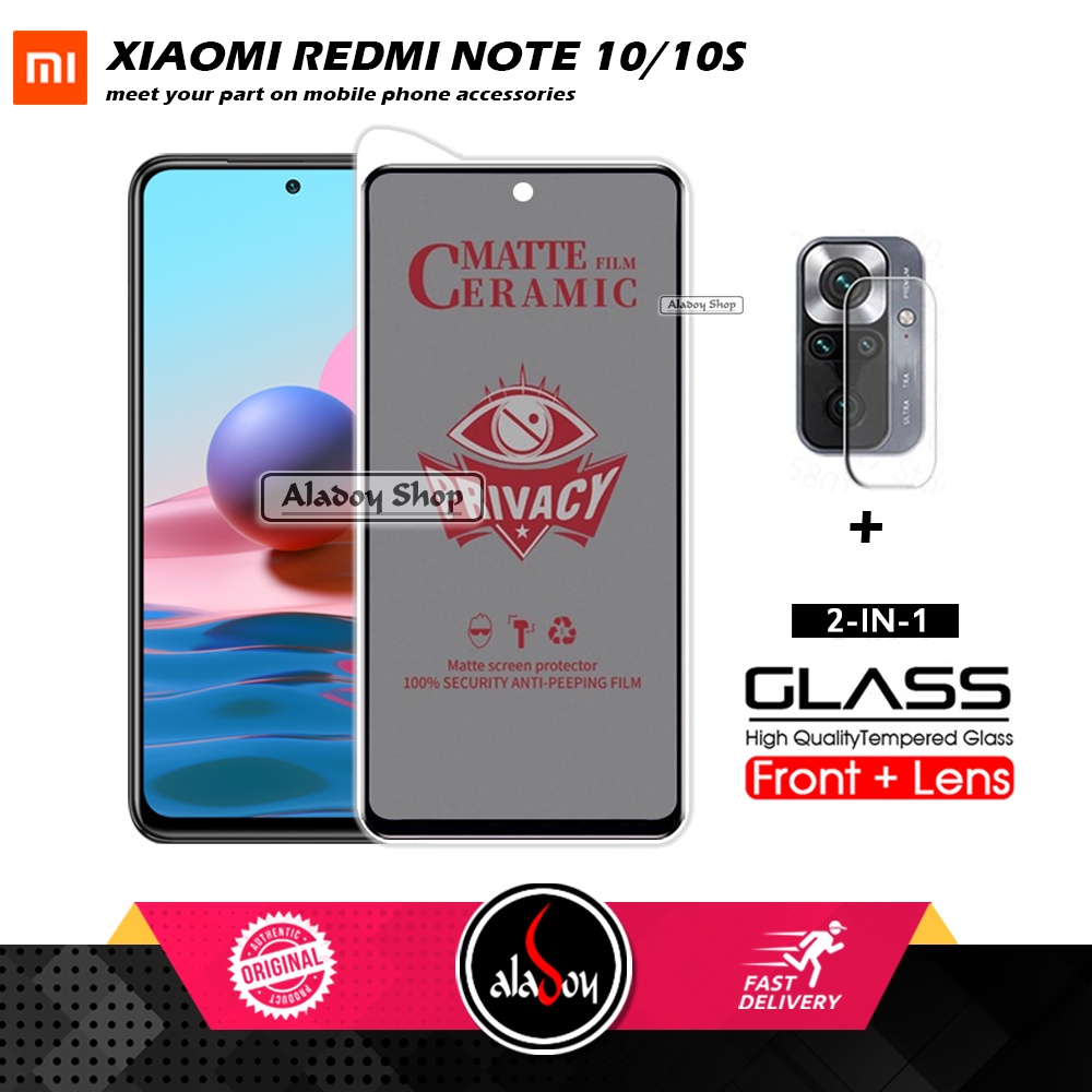 PAKET 2IN1 Anti Gores Privacy Xiaomi Redmi Note 10/10S + Tempered Glass Kamera