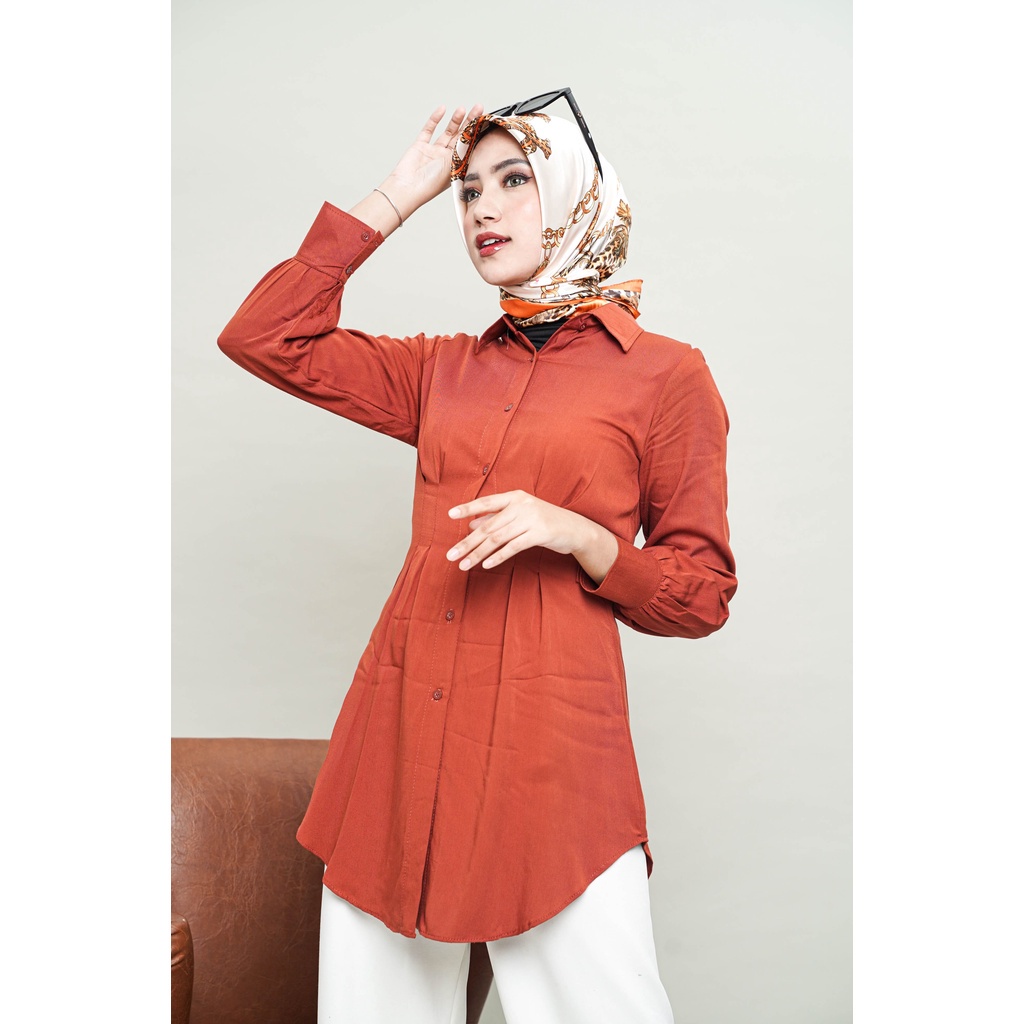 Kemeja Polos Wanita lengan panjang rayon premium Marisha by Vanesha Wear