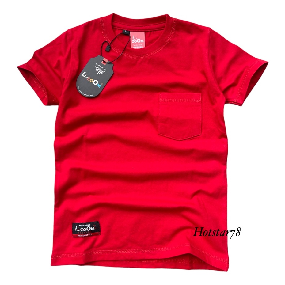 hizoOM Baju Kaos Oblong Polos Anak cowok / cewek Usia 1-12 Tahun Bahan Katun Warna Merah