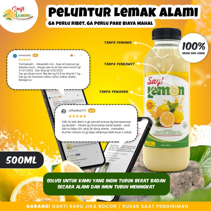 

Sari Lemon ASLI 500ML - Air Lemon Murni 100% Untuk Diet dan Daya Tahan