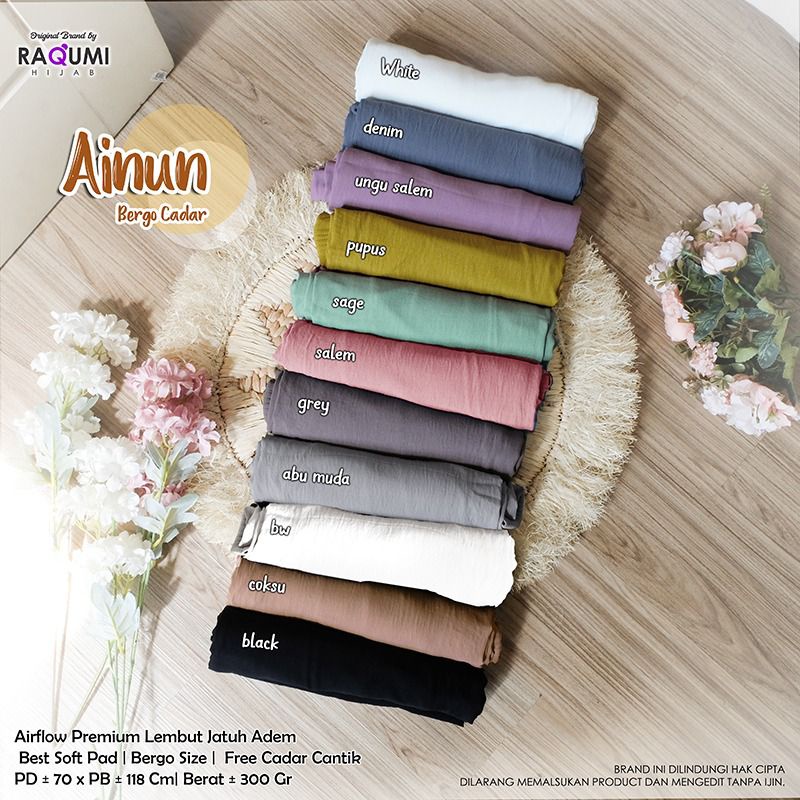 AINUN BERGO CADAR RAQUMI ORIGINAL | BERGO JUMBO | JILBAB JUMBO | JILBAB FREE CADAR | JILBAB HIJAU | 