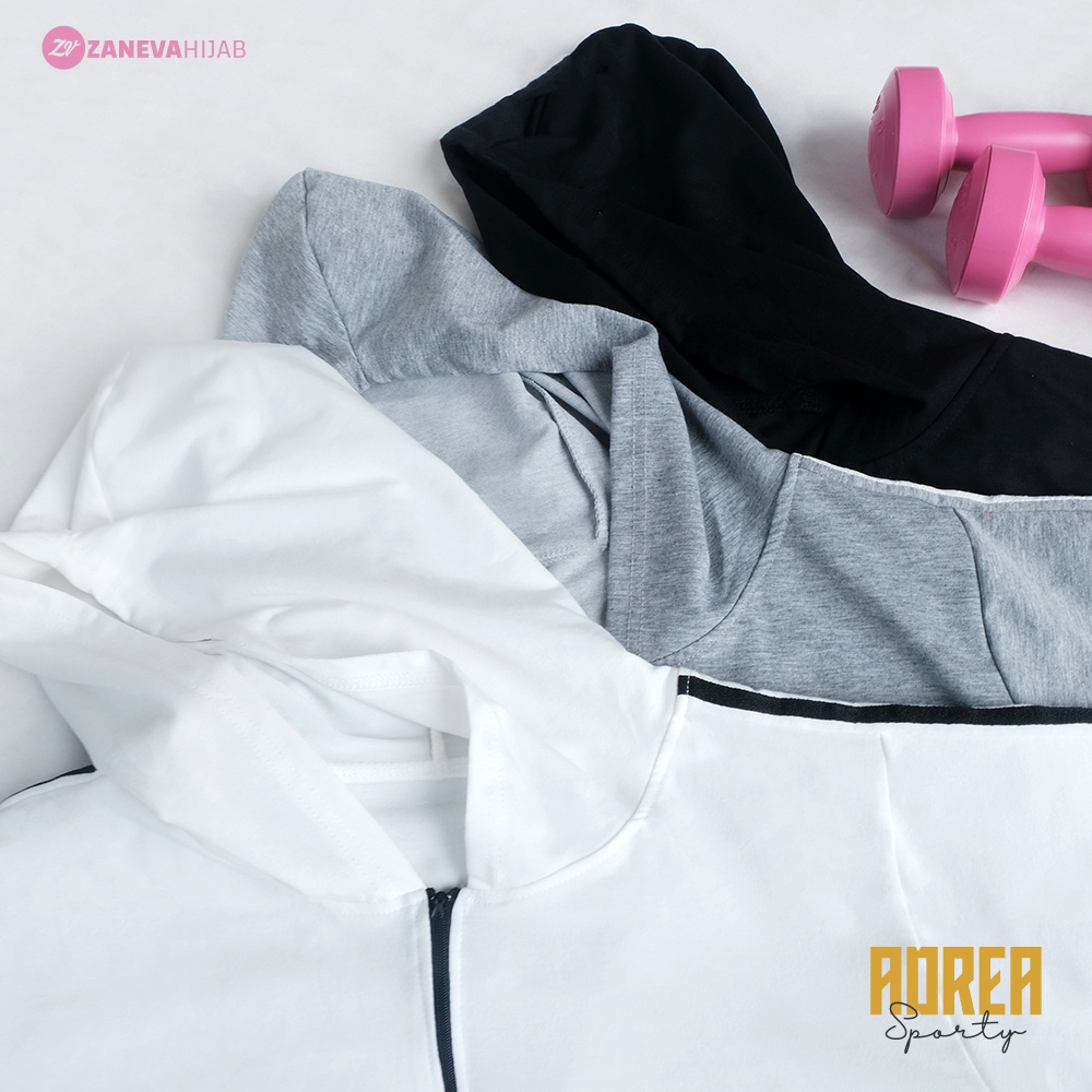 Adrea Sporty l Hoodie Olahraga Muslimah l Hoodie Wanita l Sportwear Zaneva l Olahraga Lari Bersepeda Workout Jogging