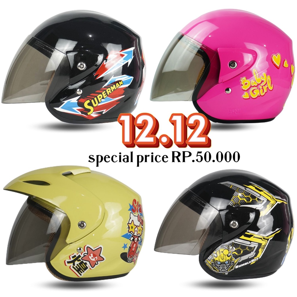 Helm Bogo Anak Pria Wanita Motif Kartun SNI