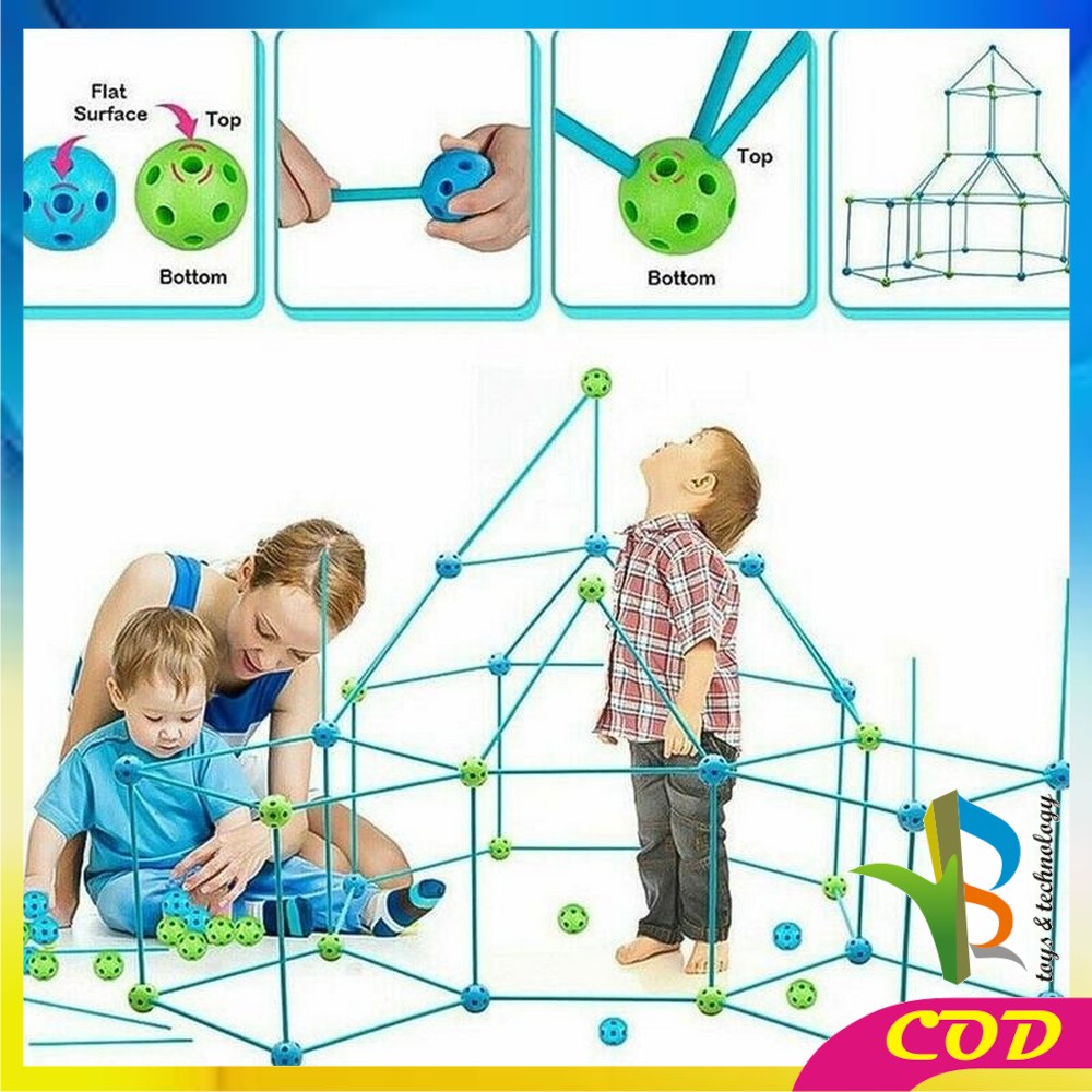RB-M200 Mainan Anak Magic Straw Tenda Mainan Anak Rumah Rumahan Mainan Pipa Ajaib Building Block