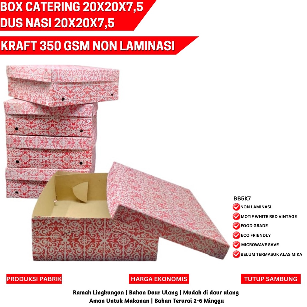 Dus Nasi 20x20 Tebal 350 Gsm Dus Nasi (BB5K7-Non Laminasi)