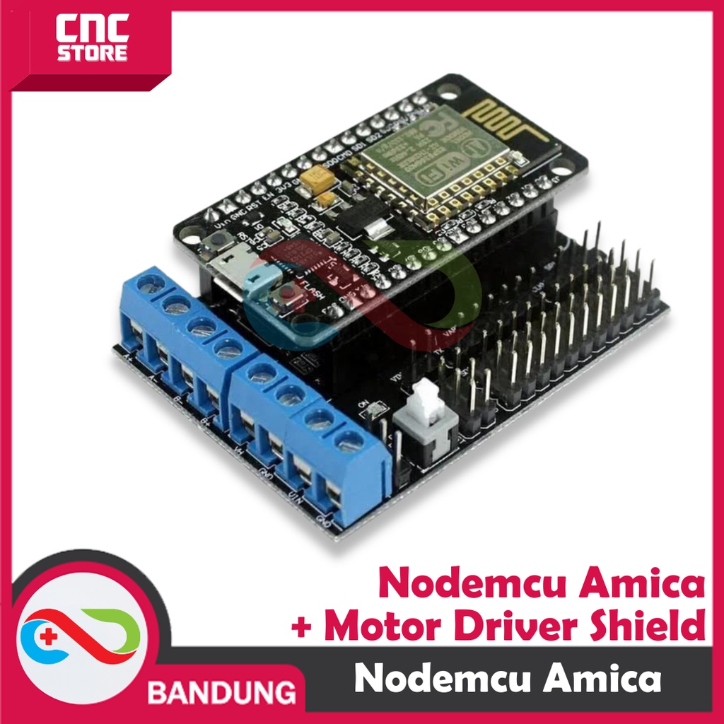 NODEMCU AMICA LUA WIFI V3 4MB 32MBITS FLASH ESP8266 WITH BASE PLATE L293D