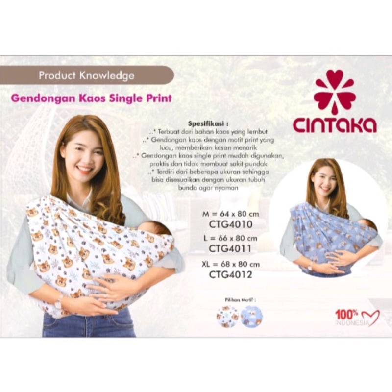 Cintaka Gendongan Kaos Single Print Motif/Gendongan Geos Samping