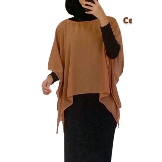 Outer Nazma Batwing Long Outer Perlengkapan Stelan Baju Pakaian Atasan Wanita Rompi Polos Perempuan Baju Kalong/Keleleawar Santai dan baju lebaran kondangan model motif Terbaru baju lebaran stelan kaftan