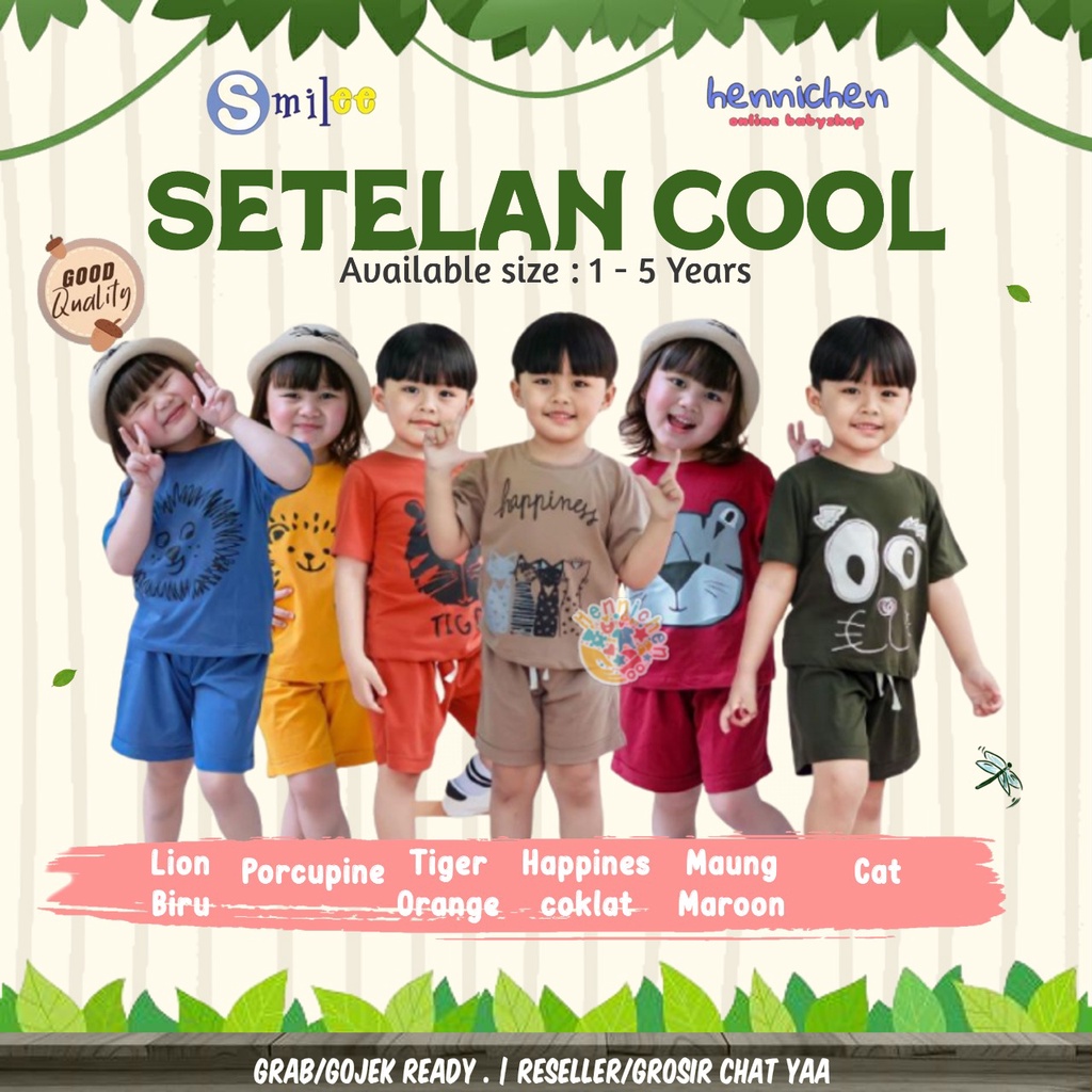 PROMO 7.7 Setelan Anak Unisex Smilee Cool Set Mix Motif Size 1 - 5 Tahun Setelan Anak Laki Laki Perempuan Murah Berkualitas