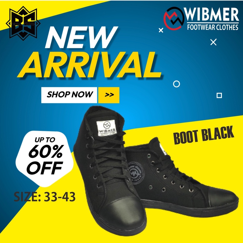 SEPATU BOOT HITAM POLOS TERMURAH /SEPATU SEKOLAH BOOT / SEPATUSTAR HITAM POLOS