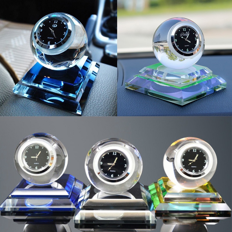Jam Analog mobil interior dashboard dan parfum Mobil dengan bola cristal/Parfum mobil Pajangan Mobil Interior Mobil Crystal LED Dashboard Pengharum Mobil